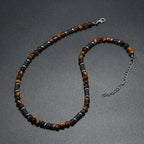 New Bohemian Men's Beaded Necklace Tiger Stone Natural Stone Fashion Trend Design Minimalist Necklace Commemorative Gift