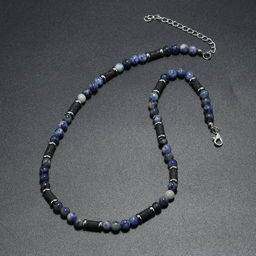 New Bohemian Men's Beaded Necklace Tiger Stone Natural Stone Fashion Trend Design Minimalist Necklace Commemorative Gift